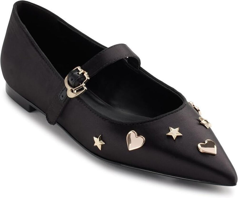 Karl Lagerfeld Paris Veyda Mary Jane FL Flats Black Leather US 7.5 NWOB